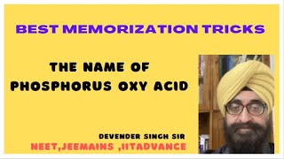 Memorization tricks the Name of Phosphorus Oxy Acid  Trick and Concept [upl. by Arocat]