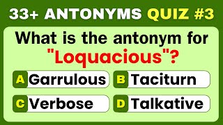 Antonyms Quiz Can You Get A Perfect Score 3  English Grammar Quiz englishgrammar antonymsquiz [upl. by Eillib779]