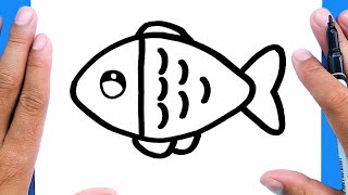 How to draw a cute fish Draw cute things [upl. by Katee]