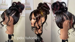 HOW TO  MESSY UPDO WITH BANGS AND BRAIDS  beginners friendly [upl. by Grubb652]