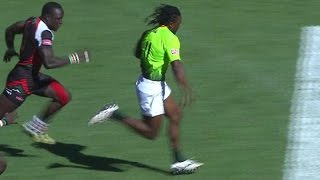 Sevens ReLIVE  Seabelo Senatla shows impressive speed to score for Blitzboks in PE [upl. by Wei]