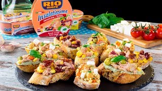 Mix de bruschete cu Insalatissime RIO Mare  o gustare rapidă sănătoasă și delicioasă  SavurosTV [upl. by Delly]