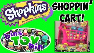 Shopkins Shoppin Cart and 12Pack Opening by Bins Toy Bin [upl. by Milah]