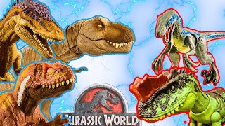 Huge Dinos Collection Jurassic World Tyrannosaurus Rex Atrociraptor Carcharodontosaurus amp More [upl. by Zizaludba811]