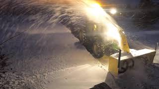 58 John Deere 3046R Cab Tractor Night Snow Blowing With With Strobe Light 11019 [upl. by Eartha]