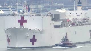 US Navy hospital ship arrives in New York [upl. by Ordnajela786]