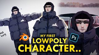 My first lowpoly character in Blender3d timelaps [upl. by Asillam]