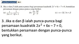 Latihan Intensif 21 No 3  Bab 2 Fungsi Kuadratik  21 Persamaan dan ketaksamaan kuadratik  Maths [upl. by Lymn]