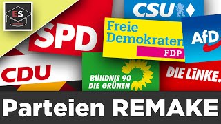 Parteien in Deutschland  Partei  Parteiensystem  Parteien erklärt REMAKE EinfachSchule [upl. by Dnalkrik435]