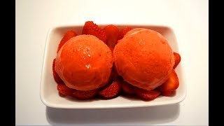 STRAWBERRY SORBET WITHOUT ICE CREAM MAKER BY CRAZY HACKER [upl. by Ophelie]