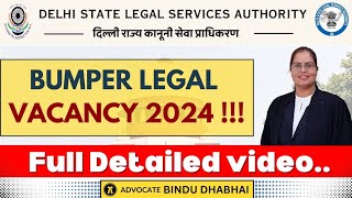 Legal Jobs 2024  Penal Lawyers Vacancy at DSLSA  Penal Lawyers  Advocate Vacancy in Delhi [upl. by Cleodel125]