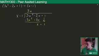 Polynomial Long Division Worked Example  MATH1300 Peer Assisted Learning [upl. by Refinnej]