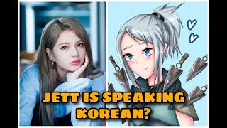 Shannon Williams Jetts voice actress amp Amber speaking Korean on Valorant stream [upl. by Enobe]