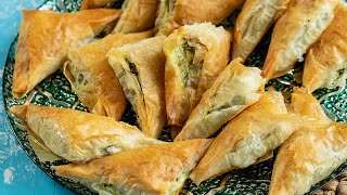 Spanakopitakia Greek Spinach Pie Triangles The best appetizer [upl. by Stclair]