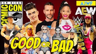 LIVE SDCC REACTIONS  mattel WWE and Jazwares AEW Wrestling Figure Reveals [upl. by Eninaj]