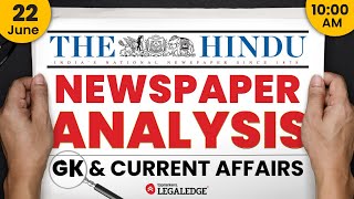 The HINDU for CLAT 2025 22nd June  Current Affairs for CLAT  Daily Newspaper Analysis [upl. by Noryb]