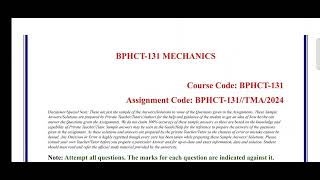 bphct 131 Solved assignment 2024  ignou bphct 131 solved assignment 2024  pdf wtsp 8228091239 [upl. by Wendy528]