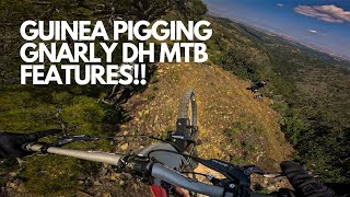 GUINEA PIGGING GNARLY DOWNHILL MTB FEATURES AT MACHERAS BIKELAND VLOG [upl. by Binni]