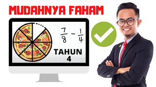 Matematik Tahun 4  Pecahan  Tolak Sehingga 3 Pecahan Tak Sama penyebut [upl. by Esau]