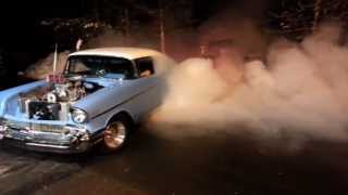 Supercharged Big Block 57 Chevy Bel Air Monster Burnout [upl. by Ainesej472]