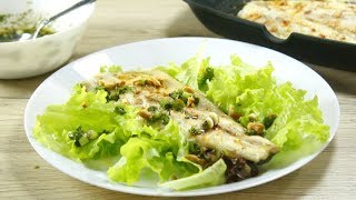 Pastrav la gratar cu dressing de ceapa verde si alune  Grilled trout with peanuts dressing [upl. by Siravaj508]