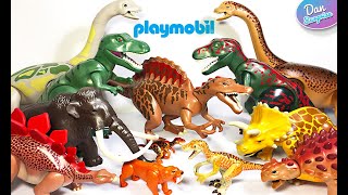 Playmobil Dinosaurs  TRex Spinosaurus Brachiosaurus Triceratops Stegosaurus Woolly Mammoth [upl. by Mittel141]