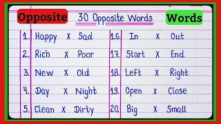 30 Opposite WordsOpposite Words In EnglishOpposite Words l Opposite Words For KidsAntonyms l [upl. by Drewett]