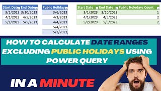 How to Calculate Date Ranges Excluding Public Holidays Using Power Query [upl. by Duomham]