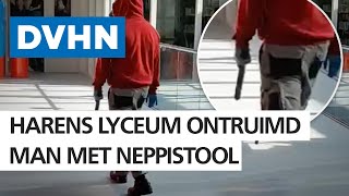 Harens Lyceum ontruimd Politie houdt man met neppistool aan [upl. by Adriell790]