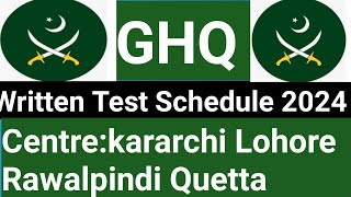 GHQ Civilian Jobs Written Test Schedule 2024 [upl. by Atsocal827]