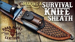 Making a Leather amp Kydex Survival Knife Sheath Leather Working ASMR [upl. by Drida858]