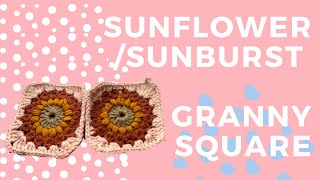 Crochet sunflowersunburst granny square tutorial [upl. by Connelly652]