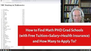 How to Find Math PHD Grad SchoolsFree TuitionSalaryHealth Insurance and How Many to Apply To [upl. by Dempster311]