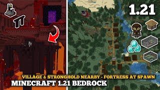 Bedrock Seed Minecraft 121 Seed  Village amp Stronghold Nearby Fortress at Spawn  bedrock 121 [upl. by Ahsinev]