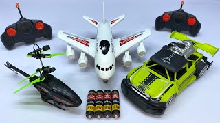 Rechargeable RemoteControl Car with RC Flying Helicopter and A380 Airplane Unboxing and Testing 😍 [upl. by Attiuqihc]