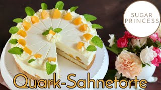 🍑 LECKER KäseSahnetorte mit Pfirsich GRUNDREZEPT für QuarkSahneTorte 🍑 Rezept Sugarprincess [upl. by Michigan]