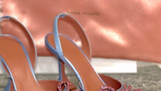 Amina Muaddi slingback pumps unboxing [upl. by Rhines215]