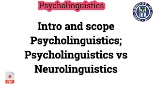 Psycholinguistics  Difference between Psycholinguistics and Neurolinguistics [upl. by Falkner]