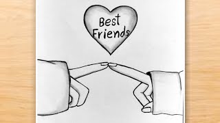 Best Friend Drawings  BFF Drawings Step by Step  Friendship Day Drawing  How to Draw Best Friends [upl. by Dowski]