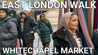 🇬🇧 East London Walking Tour Wandering through Whitechapel Market Multicultural London Suburb 4k [upl. by Lantz]