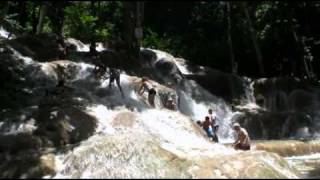 Dunns River Falls Jamaica Girl Takes a Crazy Fall [upl. by Atirahs]