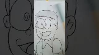 Unshaded vs shaded Nobita drawing ✨Bacongaming00 mrbeast doraemon nobita easyarts cute fyp [upl. by Rebak976]