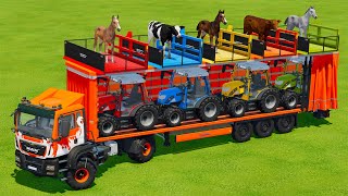 TRANSPORTING BABY HORSES amp BABY COWS WITH RIGI TRAC MINI TRACTORS AND MAN TRUCK  Fs 22 [upl. by Iew]