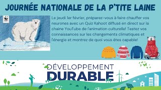 Kahoot  Journée nationale de la Ptite Laine  Développement durable CEPEO [upl. by Ecnarrat656]