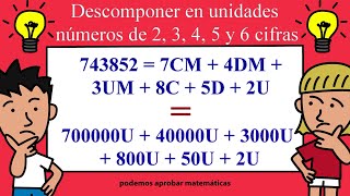 Descomponer en unidades números de 2 3 4 5 y 6 cifras [upl. by Minnnie]