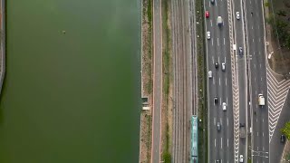 River in Brazil’s largest city Sao Paulo has turned green as severe drought in the country continues [upl. by Ocsicnarf]