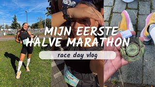 MIJN EERSTE HALVE MARATHON BREDA SINGELLOOP RACEDAY VLOG [upl. by Emelen]