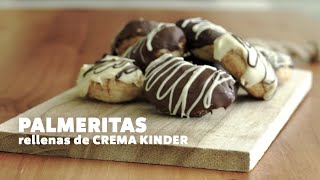 Palmeritas de hojaldre RELLENAS DE CREMA KINDER o de avellana ¡Adictivas [upl. by Nashoma]