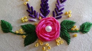 Hand Embroidery Spider Web Stitch Roses [upl. by Katusha]