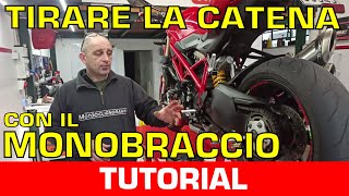 TUTORIAL TENSIONAMENTO CATENA moto con il forcellone monobraccio [upl. by Hambley]